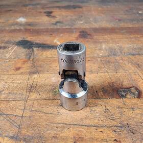 Cornwell U01214 Tools U0214 Stubby Chrome Swivel Socket 1/4 Inch Drive 7/16 Sae 6 Point