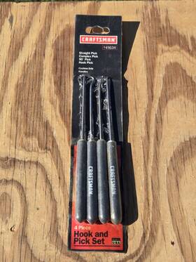9-41634 Craftsman 41634 941634 Vintage 4pc 7 Inch Hook And Pick Set With Cushion Grip Handle Usa Used 9-41634 Craftsman 41634 941634 Vintage 4pc 7 Inch Hook And Pick Set With Cushion Grip Handle Usa Used