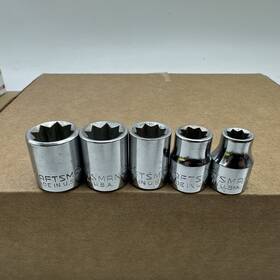 44341 Craftsman 44345 44344 44343 44342 Usa 5-piece 3/8 Inch Drive 8-point Double Square Socket Set Vv Series