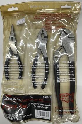9-45243 Craftsman 45243 945243 Vintage Nos Sears Usa 3pc Pliers Set Wf 45381 45378 45102 Nice