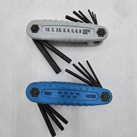 46702 Craftsman 46703/46702 Vintage Folding Hex Key Set Lot - 46703 Torx And Metric Usa Made