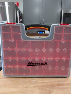 Ha01122238 Homak Plastic Organizer With 22 Removable Bins Clear Lid Easy Grip