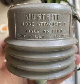 11089 Justrite 11100 Vintage Bolt On Funnel Hose Attachment Hard Plastic #11100 Usa Made