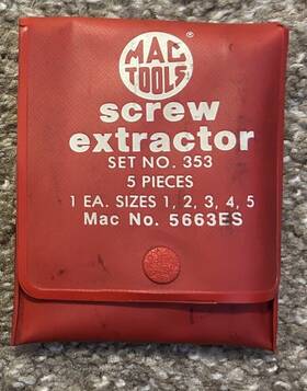 5663es Mac Tools Used 5 Piece Flute Screw Extractor Set Usa 5663es Mac Tools Used 5 Piece Flute Screw Extractor Set Usa