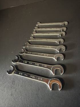 Iw16-iw24 Mac Tools Usa 8-piece Sae Open End E Ignition Wrench Set Very Nice
