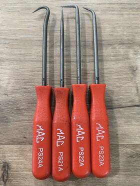 Ps24a Mac Tools Ps4sa 4 Pc Mini Pick Set - Brand New Red