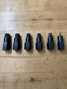 Sex25 Matco Tools 6 Piece Lot Of Hexagonal Head Multi Spline Screw Extractor - Usa