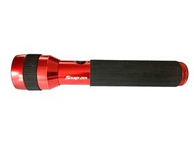 2d-cell Snap-on Red Anodized Aluminum 2d Cell Flashlight 10 Inch Long Fresh Batteries Nice
