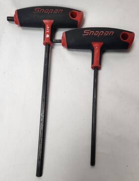 Awsg12 Snap-on - Set Of 2 T-shaped/l-shaped Combination Hex 1/4 Inch And 3/16