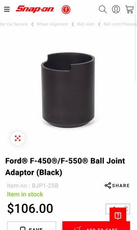 Bjp1-25b Snap-on F450/f550 Ball Joint Adapter