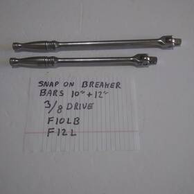 F10lb-f12l Snap-on 3/8 Inch Drive 10 And 12 Long Chrome Breaker Bars Usa Made Free Shipping