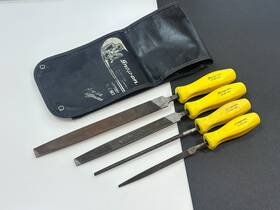 Snap-on Hbf500y Snap-on Tools Usa 4pc Classic Yellow Hard Handle File Set And Kit Bag Rare
