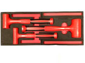 Hbfe302fr Snap-on 3 Piece Red Soft Grip Dead Blow Hammer Set With Foam Tray Nice