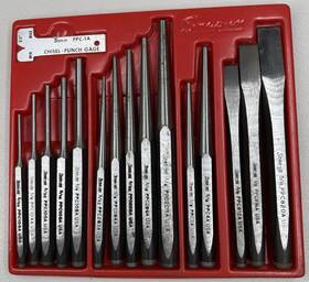 Ppc103a-ppc820a Snap On Vtg Underline Usa Chisel And Punch Set 16 Pc. Red Tray