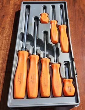 Sdd1 Snap-on Tools Usa 8pc Orange Hard Grip Combination Screwdriver Set Sd Pre-owned