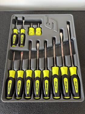Sgdx120bhv Snap-on Sgdx120b Tools New 12pc Hi-viz Soft Grip Combination Screwdriver Set