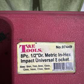 97449 T&e Tools 8 Piece Metric In-hex Impact Universal Socket