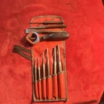 Snap-on PPC-10-PIECE Steel Punch & Chisel Set W/ Roll Pouch Red/black. Fixed Price $97.50.