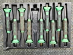 Snap-on PPCSG710 Green 9 Soft Grip Punch And Chisel Set (missing 1). Fixed Price $120.00.