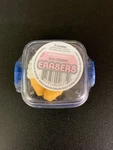 Office Depot Cream Novelty Erasers Pack 3 In Plastic Case W/snap Down Lid. Fixed Price $7.00.
