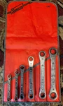 Snap-on 6 Point Piece Double Box End Ratcheting Wrench Set With Roll Bag. Fixed Price $169.95.