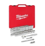 Milwaukee 3/8 In Drive Sae/metric Ratchet & Socket Mechanics Tool Set (56-PIECE). Fixed Price $90.00.