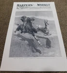 1889 Remington Engraving Harper's Hunting The Prong Horn Antelope Calif Big. Fixed Price $199.99.