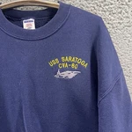 Vintage Uss Saratoga CVA-60 Sweatshirt Xl Navy Blue Crew Neck Embroidered 90S. Fixed Price $28.02.