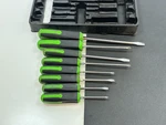 Cornwell Tools 8PC Neon Green Square Grip Flat Phillips Screwdriver Set W/ Tray. Fixed Price $132.99.