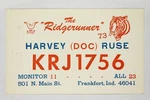 Vintage Qsl Card KRJ1756 Harvey Doc Ruse Frankfort Ridgerunner Tiger Foe. Fixed Price $7.95.