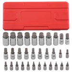32PC Hex Bit Socket Set 1/4 3/8 1/2 In S2 Steel Chrome Metric Sae. Fixed Price $34.95.