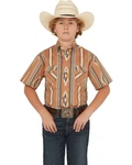 Panhandle Boys' Slim Southwestern Striped Print Short Sleeve Snap. Fixed Price $29.47.