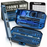 Mini Electric Screwdriver 160-IN-1 Cordless 140 Bits 5 Torque Led Blue. Fixed Price $59.99.
