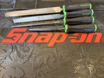 Snap-on Tools Lightly Used Green 4PC Soft Grip Handle File Set. Fixed Price $185.00.