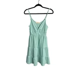 Ocean Drive Blue Ribbed Tiered Mini Dress Spaghetti Strap Twist Front Medium. Fixed Price $13.30.