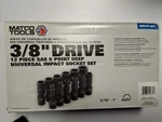 Matco SBDUP126V 12PC 3/8DR Sae 6PT Universal Deep Impact Set. Fixed Price $380.00.