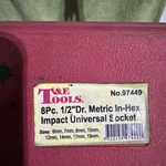 8 Piece Metric In-hex Impact Universal Socket T&e Tools 97449. Fixed Price $75.00.