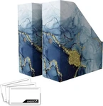 Pack Cardboard Magazine Holder Premium File Set Of 6, Blue Gold. Fixed Price $23.23.