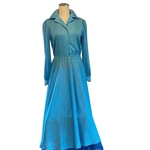 Vtg Sky Blue Casual Dress, Below Knee Business 70 S/80 Women Small Beege Jw. Fixed Price $39.00.