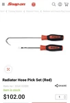 Snap-on Radiator Hose Pick Set Brand New. Fixed Price $75.00.