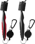 2 Pack Golf Club Brush Groove Cleaner Tools With Retractable Zip-line Aluminum. Fixed Price $12.80.