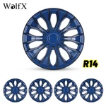 14" Set Of Wheel Covers Snap On Hub Caps Fit R14 Tire & Steel Rim Black Blue. Fixed Price $39.99.