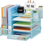Desk Organizer With File Holder, 5-TIER Paper Letter Tray. Fixed Price $33.24.