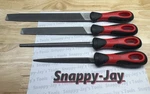 Snap-on Tools New Red 4PC Soft Grip Handle Mixed File Set SGFMX104. Fixed Price $149.95.