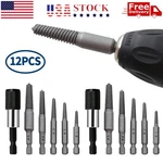 12PCS Stud Screw Extractor Remover 1/4 Inch Hex Shank Damaged Bolt Easy Out Sets. Fixed Price $10.99.