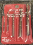 Snap On DBCL105 5PC Left-hand Cobalt Drill Bit Set In Red Pouch New Usa Tools. Fixed Price $99.00.