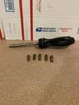 Snap On SSDMR4B Black Magnetic Ratcheting Screwdriver With 5 Bits Usa. Fixed Price $46.49.