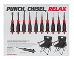 Mac Tools Ergo Grip 10PC Punch And Chisel Set PCHG10SB W/ 2 Camping Chairs. Fixed Price $259.98.
