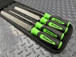 Snap On Tools Green 4 Pc File Handle Set With Pouch SGHBF500AG New Free Shipping. Fixed Price $239.99.